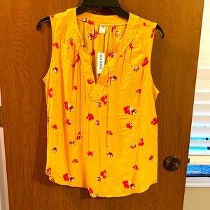 Yellow floral Sleeveless Blouse, Old Navy, M, NWT